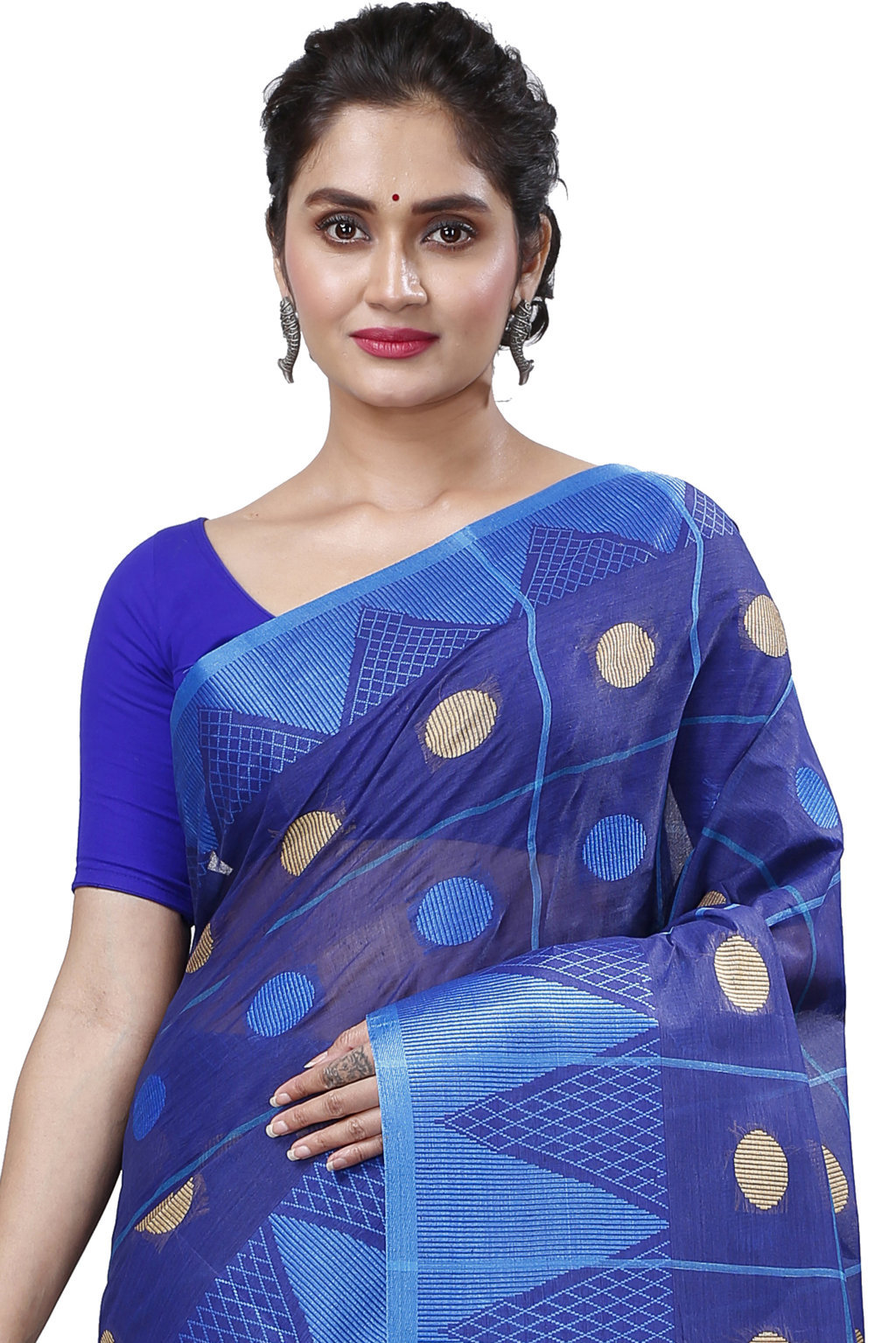 Naby Blue Pure Cotton Rebeka Tant Saree (1007)
